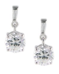 Cubic Zirconium Solitaire Dangle Earrings