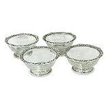 Aluminum and glass bowls, 'Crystal Rose' (set of 4)