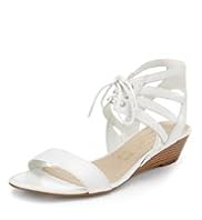 Autograph Leather Lace Up Wedge Sandals