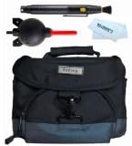 Velsey Deluxe Gadget Bag for Fuji D-SLR Cameras + Giotto's Air Blower + Lens Pen Cleaning System + Cleaning Cloth
