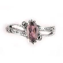 Sterling Silver Marcasite Marquise Amethyst Ring (Size 5,7,8,9) by Silver Insanity