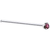 Solid 18KT White Gold (Februray) 1.5mm Genuine Purple Diamond Straight Fishtail 3/4 - 18 Gauge