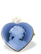 14K Yellow Gold Victorian Heart Shape Agate Cameo Pendant w/ Pearl accent - 1 1/4 x 1 1/4