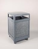 Howard Aspen 48 gallon Steel/Stone Panel Hinged Top Gray with Dove Gray Stone Panels Waste Receptacle R48HT-2000PL