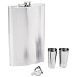 Maxam 4pc Giant Shot Stainless Steel Flask Set 64oz Flask 2pc 3oz Cups Large Funnel Gift Boxed