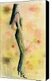 Woman in a Green Jumpsuit Watercolor Fashion Illustration Art Print Canvas Print / Canvas Art - A...