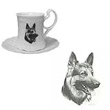 German Shepherd Cup and Saucer, Porcelain by Rosalinde