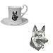 German Shepherd Cup and Saucer, Porcelain by Rosalinde