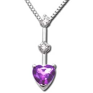 Heart Shaped Amethyst Diamond Pendant Necklace