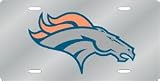Denver Broncos Laser Cut Silver License Plate