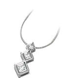 Stunning! 14k White-gold 3/4 CT TW Moissanite 3-Stone Pendant Necklace