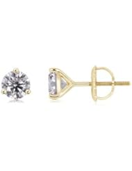 1 ct Solitaire Diamond Stud Earrings in Yellow Gold