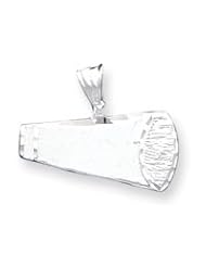 Sterling Silver Satin Finish Diamond Cut Megaphone Pendant QC5103"