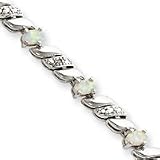 Sterling Silver Opal and Diamond Bracelet