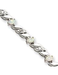 Sterling Silver Opal and Diamond Bracelet