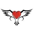 Tribal Winged Heart Temporary Tattoo 2.5x3.5