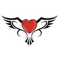 TRIBAL WINGED HEART Temporary Tattoo 2.5x3.5