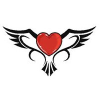 Tribal Winged Heart Temporary Tattoo 2.5x3.5