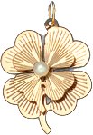Double Clover, 14K Gold Charm