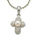 Pearl & Diamond Cross Pendant in 14K White Gold