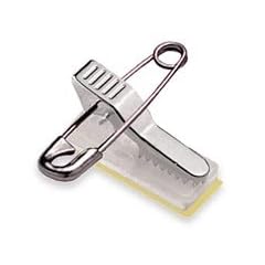25 x Selbstklebende Krokodilklemme mit Sicherheitsnadel f�r Mitarbeiterausweise, 30 mm (Anstecknadel zum Ankleben) - 25 St�ck