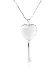 Sterling Silver Polished Key Locket Necklace, 19"