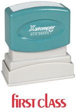 SHA1332 - First Class Ink Stamp, Impression 1/2x1-5/8, Red Ink