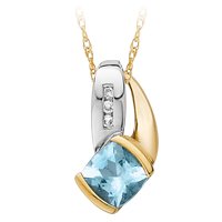 10kt. Two Tone, Aquamarine and Diamond Pendant by Fred Meyer Jewelers