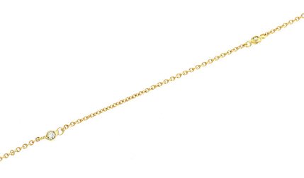 Chain Anklet with 4 Round Bezel Set Diamonds .09cttw