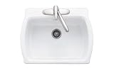 American Standard 7162.803 Chandler Americast Single Bowl Kitchen Sink with 3 faucet holes, White He