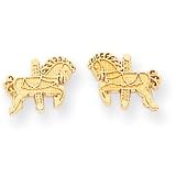 14k Carousel Horse Childrens Earrings