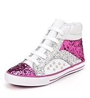 Lace Up High Top Cuff Glitter Trainers