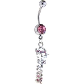 Passion Pink Gem PRINCESS WORD Belly Ring