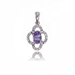 Oval Tanzanite and Diamond Flower Pendant in Solid White Gold
