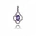 Oval Tanzanite and Diamond Flower Pendant in Solid White Gold