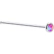 Solid 14KT White Gold 2mm Fuchsia Synthetic Opal Straight Fishtail 3/4 - 20 Gauge