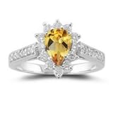 0.44 Ct Diamond and 0.54 Ct Citrine Ring in 18K White Gold