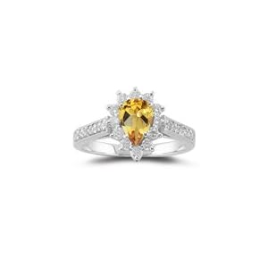 0.44 Ct Diamond and 0.54 Ct Citrine Ring in 18K White Gold