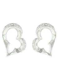 14K White Gold 0.05cttw Round Shaped White Brilliant Diamond Earrings
