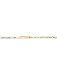 3mm 14k Light Figaro White Pave ID Bracelet 5.5"