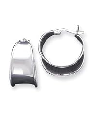 Sterling Silver Tapered Width Flat Hoop Earrings QE3806"