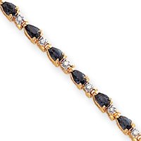 14k 4.8 Tanzanite and Diamond Bracelet - 7 Inch - Box Clasp by JewelryWeb