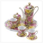 Ceramic Elegant Rose Garden Mini Tea Set Garden Motif