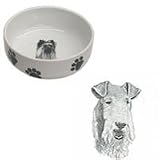 Wirehaired Fox Terrier Paw Print Bowl, Porcelain by Rosalinde (7 in. x 2.5 in. deep)