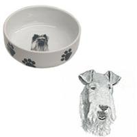 Wirehaired Fox Terrier Paw Print Bowl, Porcelain by Rosalinde (7 in. x 2.5 in. deep)