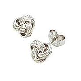 Diamond Love-Knot Earrings in 14K White Gold