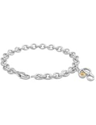 6 3/4 In Silver & 14K Gold Diamond Initial P Charm Bracelet For Girls