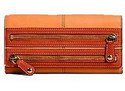 Coach Authentic Bonnie Orange Tangerine Leather Zip Slim Envelope Clutch Wallet Bag - 42541