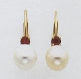 Pearl Leaverback Earrings with a Ruby Gemstone - XLB60RPL