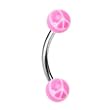 Pink White Acrylic Peace Sign Eyebrow Ring
